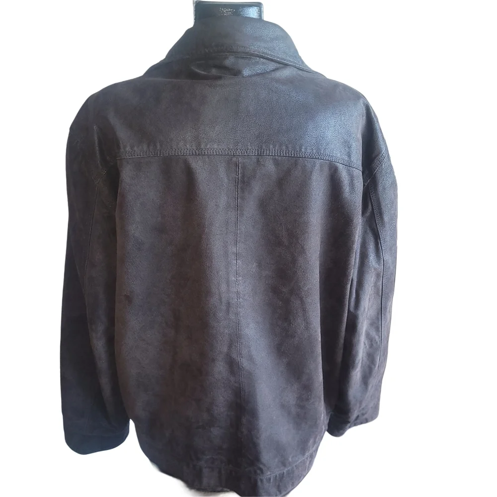 Idao Men's Dark Brown Suede Leather Jacket With Removable Lining Size L - Picture 7 of 9